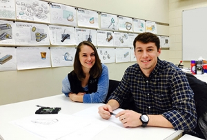 Elizabeth Foster, left, and Garrett Peebles, won second place in an international design competition that focused on beverage packaging solutions.